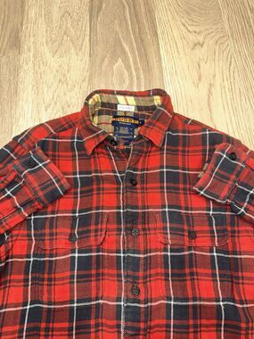 Rugby Ralph Lauren Reversible Plaid Shirt Red Yellow Mens S